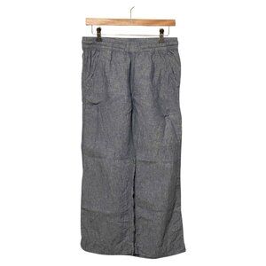 LL Bean Blueish Gray Linen Pants 507344 Women’s Size 6 Pull On Elastic Waist